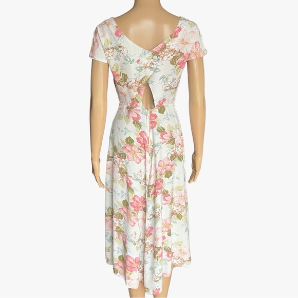 Vintage 90s Floral Rayon Midi Dress | Made in Canada | XS–S - Picture 3 of 9